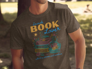 Seaside Book Lover graphic with stack of books and ocean-themed illustrations.