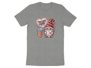 Gnome with coffee cup and heart saying "Love you a latte."