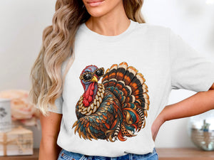 Turkey wearing sunglasses and a diamond chain on a white t-shirt.
