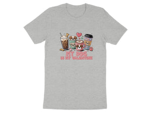 Graphic t-shirt featuring dogs in coffee cups that reads "My Dog Is My Valentine".
