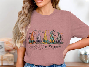 Five decorative witch hats with the text "A Girls Gotta Have Options".