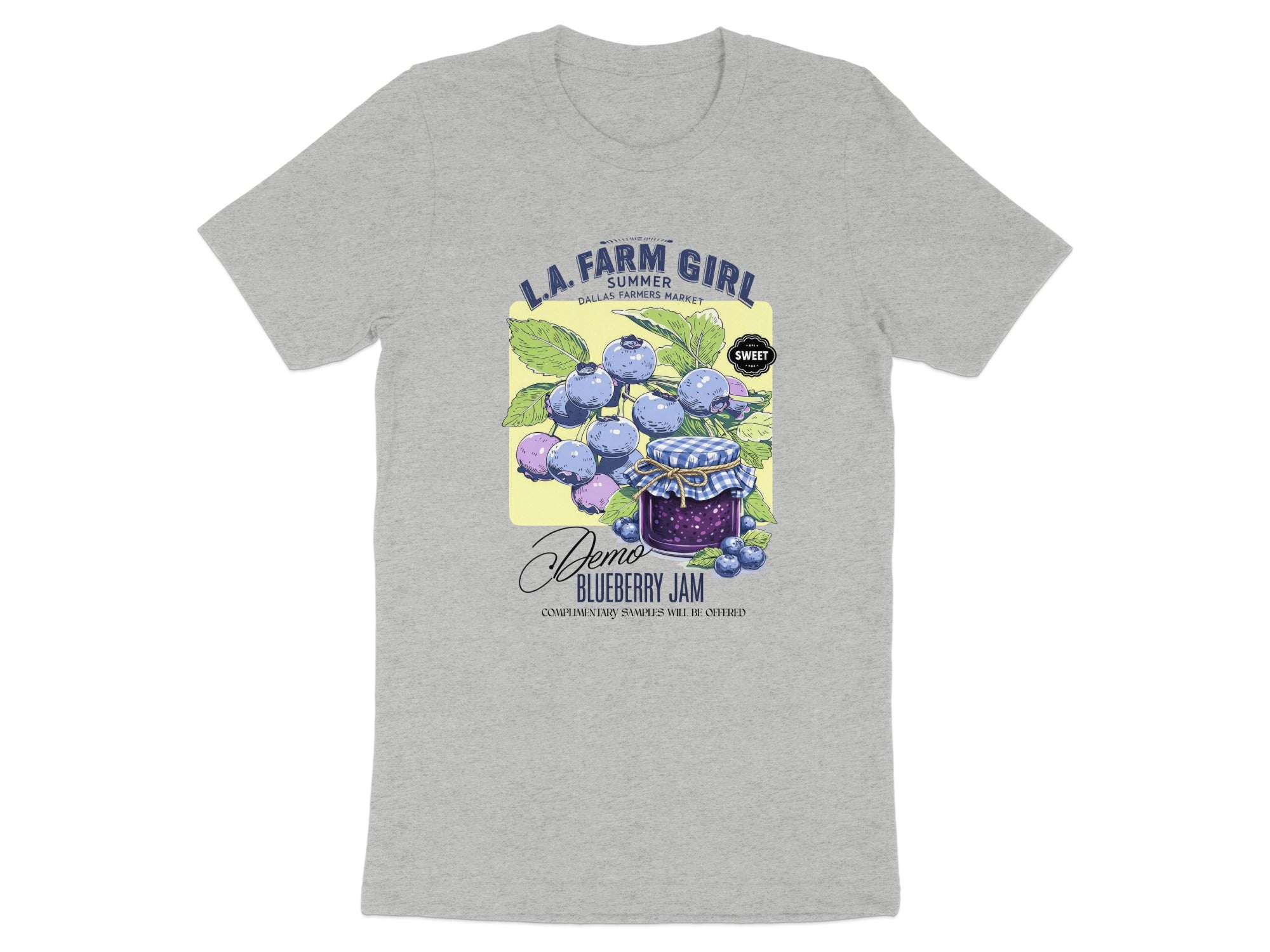 L.A. Farm Girl Summer Dallas Farmers Market blueberry jam design.