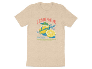 T-shirt with "Lemonade Sunny Days" graphic and lemons, from the Amalfi Coast.