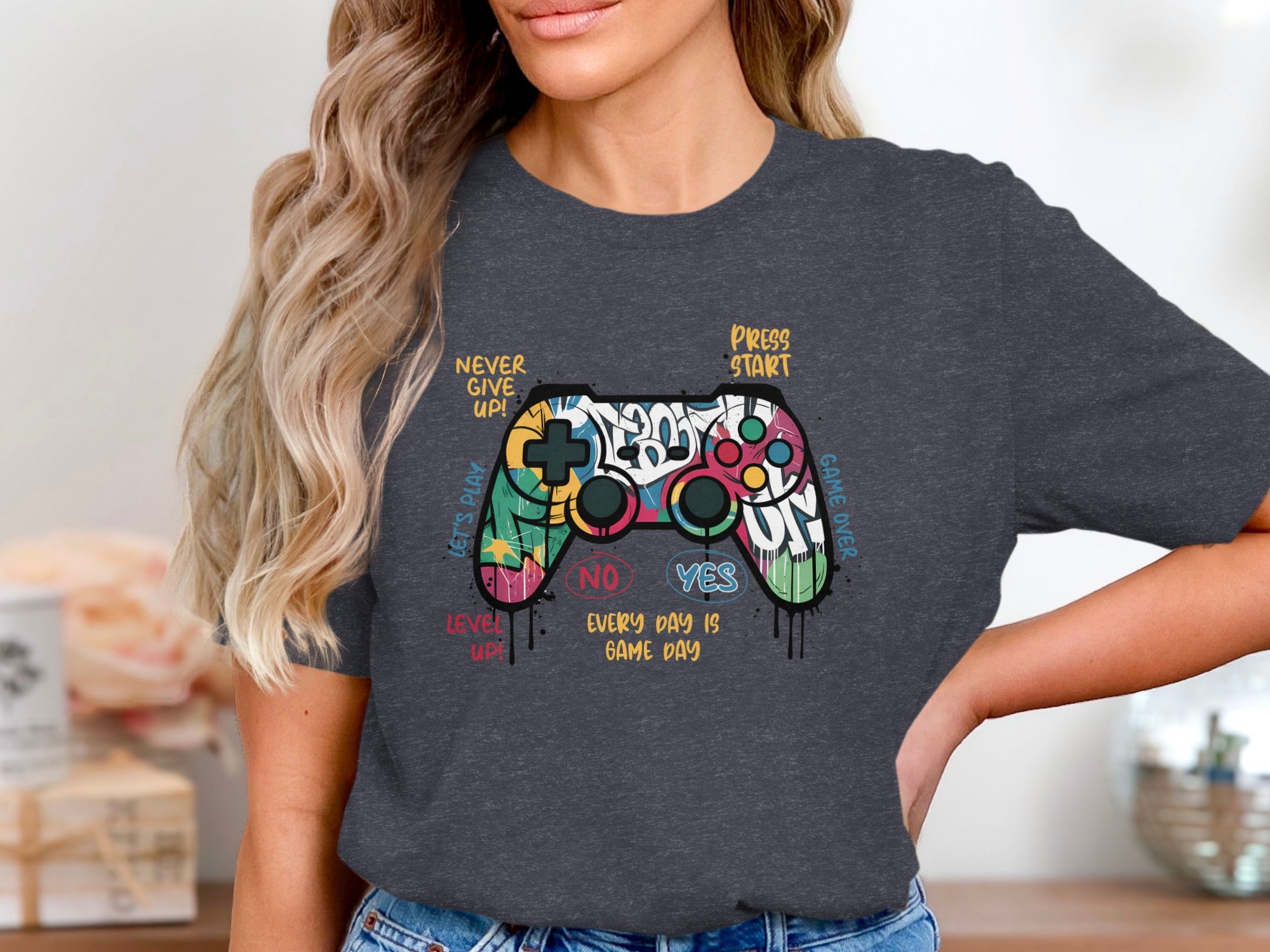 Graffiti-style video game controller with text "Every Day Is Game Day".