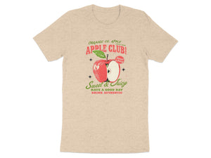 T-shirt with "Apple Club" graphic, featuring a red apple and text.