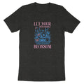 Dark t-shirt with "Let Your Dreams Blossom" text and floral cassette tape graphic.