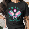 Black t-shirt with "Pickleball Social Club" graphic and crossed paddles.