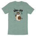 Ghost graphic with text "BOO-JEE", leopard print accessories, and Halloween bats.