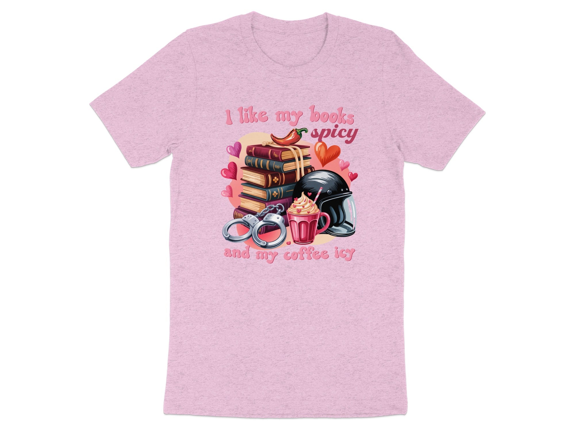 I like my books spicy and my coffee icy t-shirt design.