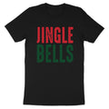 Black t-shirt with red and green "JINGLE BELLS" distressed text.