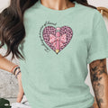 Heart graphic with leopard print, pink pencil, and bow. "Teaching is a wire of heart" text.