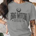 Gray t-shirt with "Big Witch Energy" and crescent moon graphic.