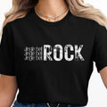 Black t-shirt with "Jingle Bell Rock" graphic text.