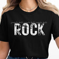 Black t-shirt with white text "jingle bell, jingle bell, jingle bell, rock"