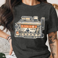 Illustration of Ichiraku ramen shop with chef, text reads Ichiraku Ramen.