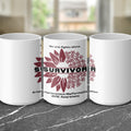 Survivor mug with sunflower design for Arteriovenous Malformation (AVM) Awareness.